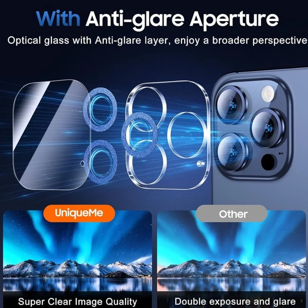 5for$10 Glitter Blue iPhone 15 Pro/iPhone 15 Pro Max Camera Lens Protector 3Pk